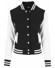 Ladies 2-Tone College Sweatjacket - Urban Classics - Black / White
