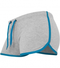 Ladies French Terry Hotpants - Urban Classics - Grey / Turquoise