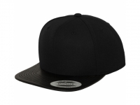 Flexfit Leather Snapback Cap - Black