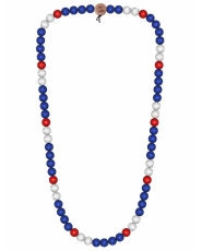 Wood Fellas Deluxe Pearl Necklace - Royal / Red / White